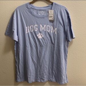 Modern Lux Dog Mom Light Blue White T-Shirt Women’s Size Large Cotton Blend